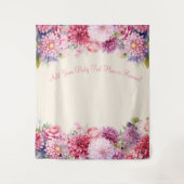 フローラ水色パーティー写真の背景 タペストリー (正面)