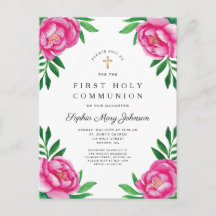 フローラ水色ピンク牡丹の最初の聖餐式