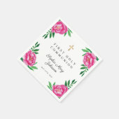 フローラ水色ピンク牡丹の最初の聖餐式 スタンダードカクテルナプキン (角)