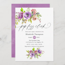 フローラ水色フィズポップ・アートのズインクブライダルシャワー 招待状