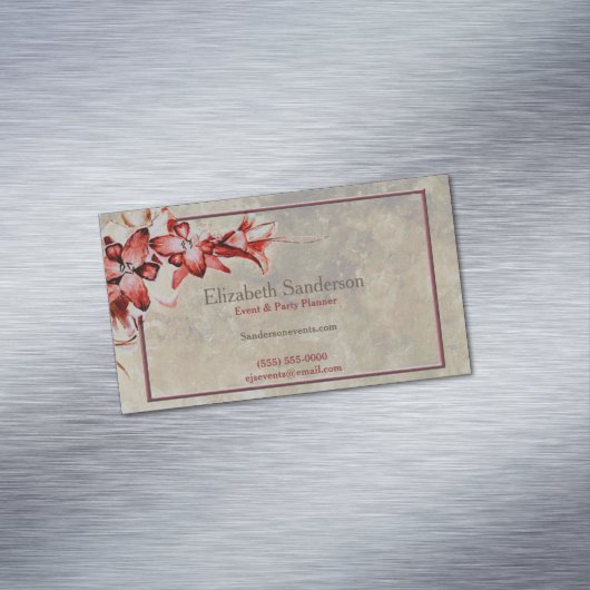 フローラ水色フェミニンパーティープランナー マグネット名刺 (インサイチュ)