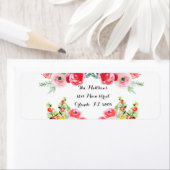 フローラ水色ブライダルシャワー戻りラベル ラベル (インサイチュ)