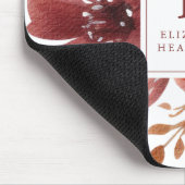 フローラ水色ブルゴーニュ焼きオレンジモノグラム マウスパッド (コーナー)