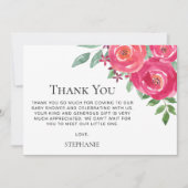 フローラ水色ベビーシャワーありがとう サンキューカード (正面)