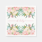 フローラ水色ベビーシャワーカクテルナプキン スタンダードカクテルナプキン (正面)