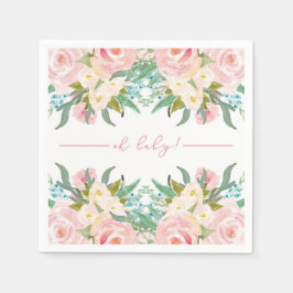 フローラ水色ベビーシャワーカクテルナプキン スタンダードカクテルナプキン