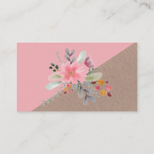 フローラ水色メイクアップヘアクラフトタイポグラフィ 名刺 (裏面)