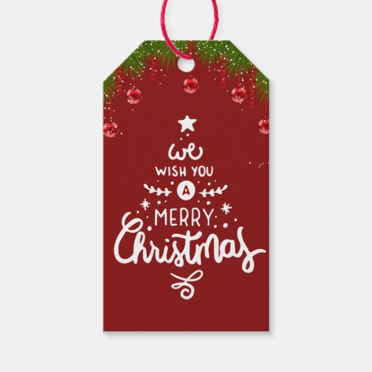 フローラ水色メリークリスマスキャンディギフトラベル ギフトタグ (正面)