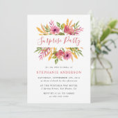 フローラ水色モダン春驚きパーティー 招待状 (スタンド正面)