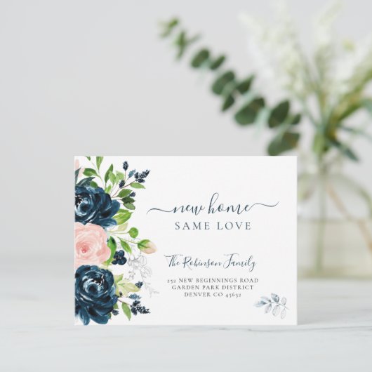 フローラ水色モダン移動 案内ポストカード (スタンド正面)