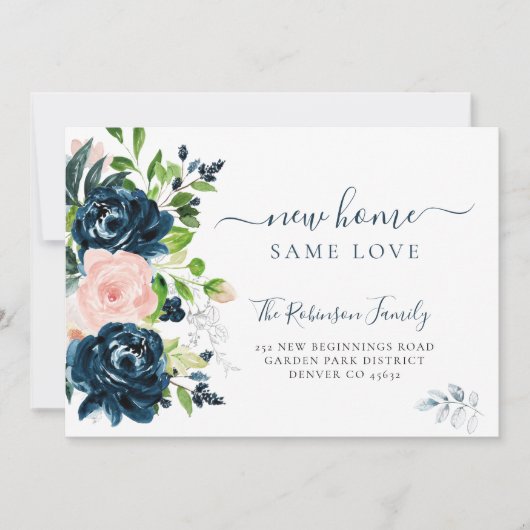 フローラ水色モダン移動 案内状 (正面)