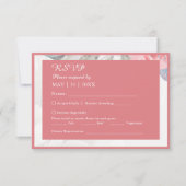 フローラ水色ヤマトフラワーバラ結婚牡丹 出欠カード (正面)