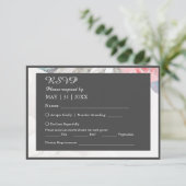 フローラ水色ヤマトフラワーバラ結婚牡丹 出欠カード (スタンド正面)