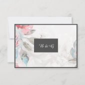 フローラ水色ヤマトフラワーバラ結婚牡丹 出欠カード (裏面)