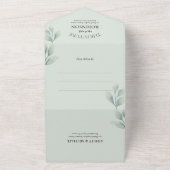 フローラ水色ユーカリ幾何結婚体 オールインワン招待状 (外側)