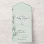 フローラ水色ユーカリ幾何結婚体 オールインワン招待状 (内側)