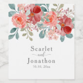 フローラ水色ユーカリ秋の結婚式 ワインラベル (シングルラベル)