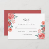 フローラ水色ユーカリ秋の結婚式 出欠カード (正面/裏面)