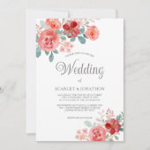 フローラ水色ユーカリ秋の結婚式 招待状 (正面)