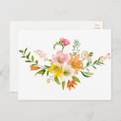 フローラ水色リリー花こんにちは、ありがとう ポストカード (正面/裏面)