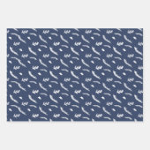 フローラ水色リース格子青赤クリスマス ラッピングペーパーシート (正面3)