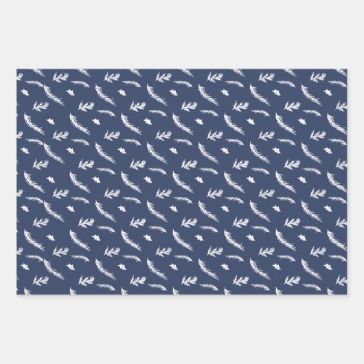 フローラ水色リース格子青赤クリスマス ラッピングペーパーシート (正面3)