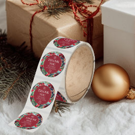 フローラ水色リース金ゴールド赤青感謝していユー ラウンドシール