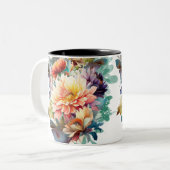 フローラ水色レトロヴィンテージスティームグ ツートーンマグカップ (正面左)