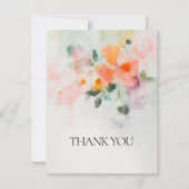 フローラ水色ロマンエレガントチックなカスタムウェディング サンキューカード (正面)