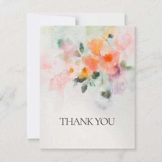 フローラ水色ロマンエレガントチックなカスタムウェディング サンキューカード (正面)