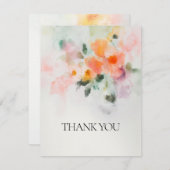 フローラ水色ロマンエレガントチックなカスタムウェディング サンキューカード (正面/裏面)