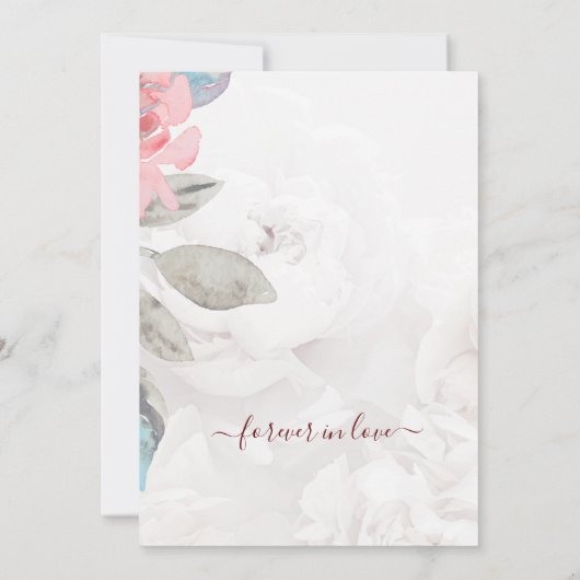 フローラ水色ワイルドフラワーバラ安全な日付 招待状 (裏面)