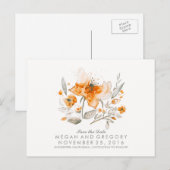 フローラ水色ヴィンテージ秋保存日付 案内ポストカード (正面/裏面)