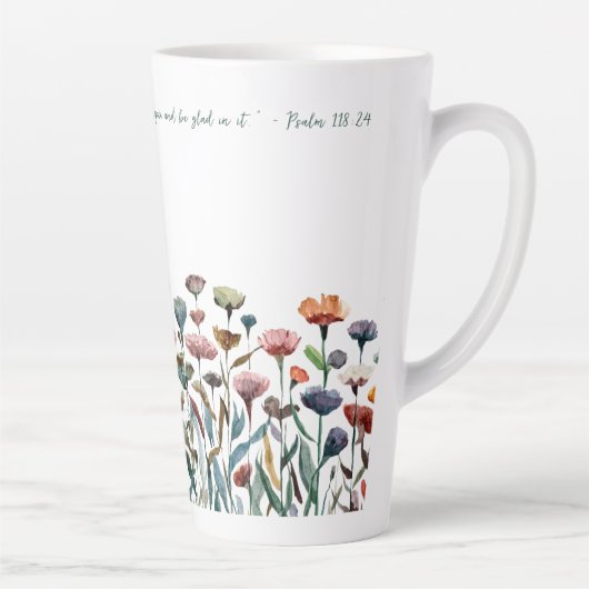 フローラ水色感動的引用文聖なる書物、 経典 カフェラテマグ (右)