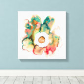 フローラ水色手描き抽象芸術アートキャンバスp キャンバスプリント (インサイチュ (ウッドフロア))