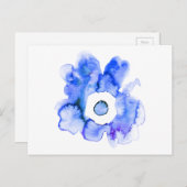 フローラ水色手描き抽象芸術絵葉書 ポストカード (正面/裏面)
