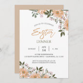 フローラ水色春イースターディナー 招待状 (正面/裏面)