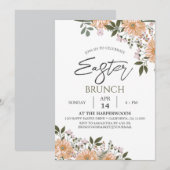 フローラ水色春イースターディナー 招待状 (正面/裏面)