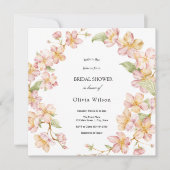 フローラ水色緑エレガントブライダルシャワー 招待状 (正面)