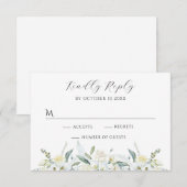 フローラ水色 出欠カード (正面/裏面)