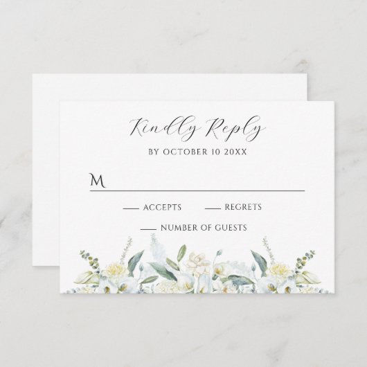 フローラ水色 出欠カード (正面/裏面)