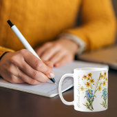 フローラ水色 |前向き引用文 |感動的 | コーヒーマグカップ