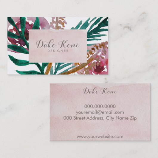 フローラ水色 名刺 (正面/裏面)