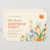 フローラ水色 招待状 (正面/裏面)