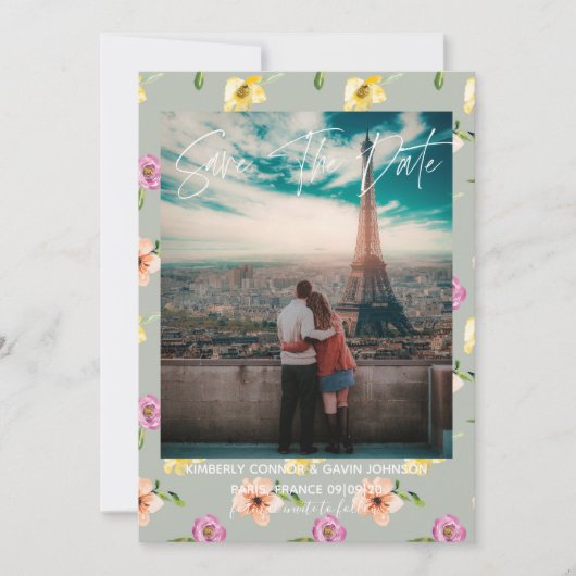 フローラ水色 |日付の保存 セーブザデート (正面)