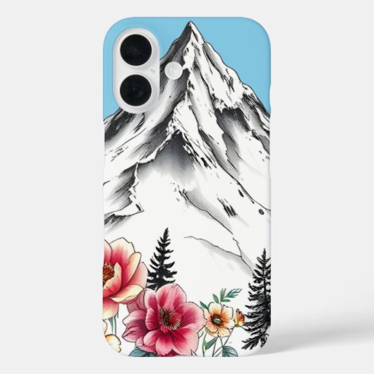フローラ水色iPhone 16ケース Case-Mate iPhoneケース (裏面)