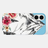 フローラ水色iPhone 16ケース Case-Mate iPhoneケース (裏面 (横))