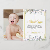 フローラ洗礼金箔サンキューカード 箔招待状 (正面)