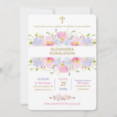 フローラ洗礼《キリスト教》洗礼式や命名式ガール 招待状 (正面)