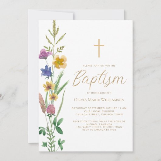 フローラ洗礼 招待状 (正面)